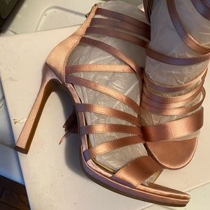 Rose gold satin Jessica Simpson shoes